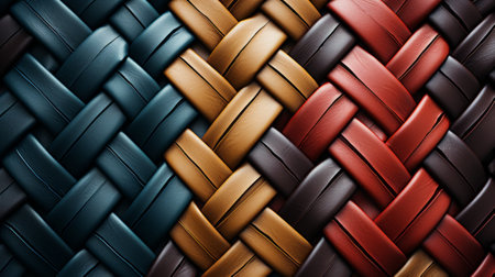Bold crimson threads dance across the supple leather of a chair, creating a hypnotizing pattern that begs to be touchedの素材