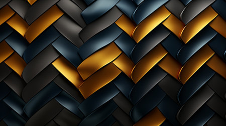Mesmerizing gold threads intertwine in a symmetrical dance, forming an abstract masterpiece of color and design that captures the eye with its bold and vibrant patternの素材