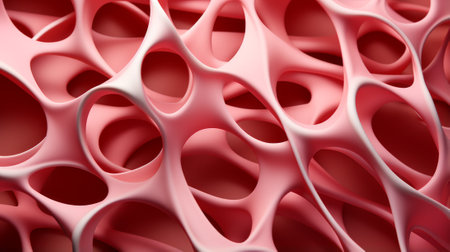 A mesmerizing burst of vibrant red hues and intricate patterns, this abstract close-up reveals the untamed beauty of a pink object, evoking a sense of curiosity and wonderの素材