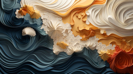 A vibrant abstract masterpiece brought to life through a precise and intricate paper cut out, showcasing the limitless possibilities of painting and artの素材