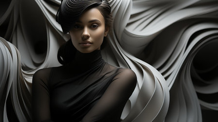 A stunning woman captures the essence of elegance and grace in this stunning cg artwork, her human face radiating with confidence and style as she poses for a fashion imageの素材