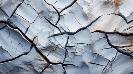 An intricate winter landscape captured in a close up of a cracked surface, revealing the delicate patterns of nature and the resilience of a lone treeの素材