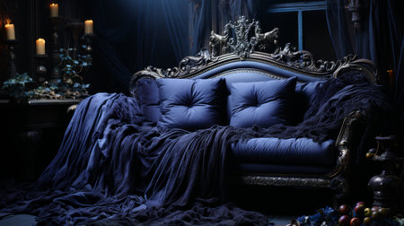 A cozy living room adorned with a twinkling christmas tree and a warm blanket draped over a comfortable couch invites one to relax and embrace the holiday spiritの素材