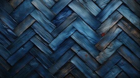 A mesmerizing pattern of symmetrical lines and textures, adorning the smooth blue surface of a wooden floorの素材