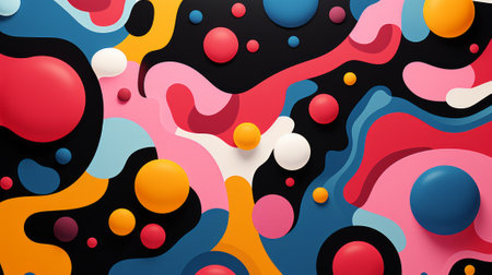 An explosion of vibrant hues and playful patterns creates a whimsical and imaginative piece reminiscent of abstract wrapping paper artの素材