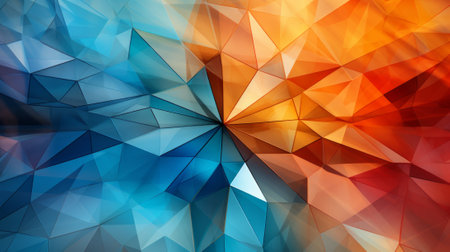 Vibrant hues dance in perfect balance within the intricate amber triangle, a mesmerizing display of abstract art and symmetrical patterns illuminated by the soft glow of lightの素材
