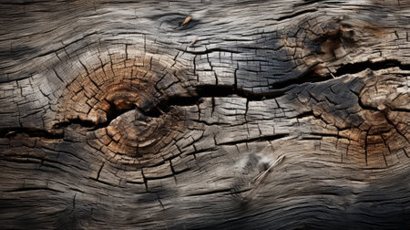 Immerse yourself in the rustic beauty of nature as you gaze upon the intricate patterns of a wooden trunk in the heart of an enchanting woodの素材