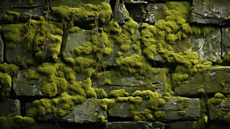 Nature's artwork captured in a vibrant tapestry of lush moss, delicate lichen, and rugged stone, a testament to the beauty and resilience of the great outdoorsの素材