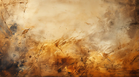 An intricate abstract painting adorns the rich brown wall, evoking a sense of depth and mysteryの素材