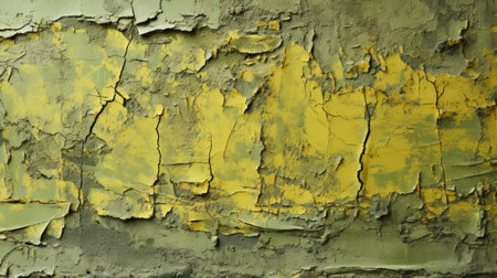 Vibrant strokes of yellow paint dance in an abstract formation, bringing life to the static surface of a wallの素材