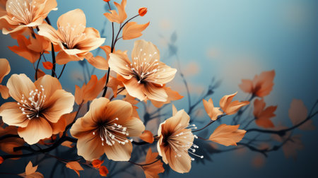 Vibrant petals burst forth from a blooming branch, capturing the essence of spring in a stunning display of natural beautyの素材
