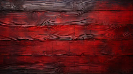 A bold and fiery abstract painting, featuring maroon hues dancing across red and black wood planks, evoking a sense of intensity and depth in its unique artistryの素材