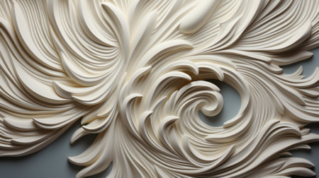 A delicate ivory masterpiece, its fluid lines and intricate patterns evoking a sense of elegance and movementの素材