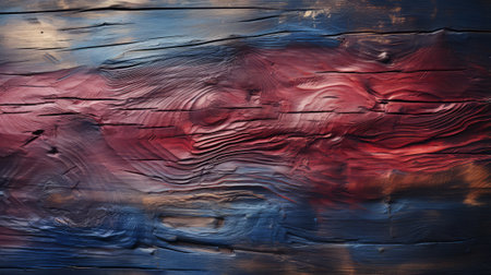 An abstract painting depicting a vibrant red and blue wood, evoking feelings of tranquility and exploration through its unique use of color and styleの素材