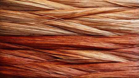 An intricate array of warm, earthy tones dance across a close-up of various natural fibers, highlighting the beauty and versatility of wooden materialsの素材