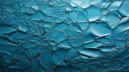 The abstract, water-like patterns of teal and turquoise mingle on a blue cracked surface, evoking a sense of fluidity and tranquilityの素材