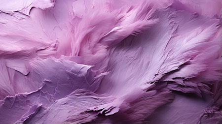 An ethereal blend of delicate pink and vibrant purple, this abstract art piece captures the intricate beauty of nature through a close up of feathers, resembling a stunning flower in full bloomの素材