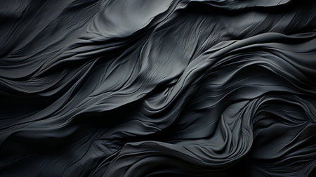 An enigmatic masterpiece, the dark fabric undulates with intricate waves, evoking a sense of mystery and depth within the abstract designの素材