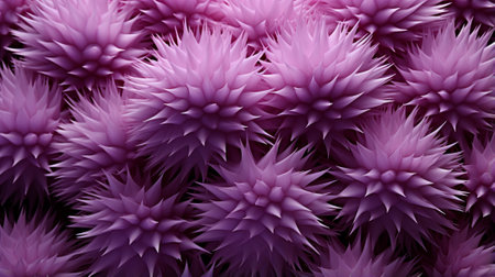 A stunning array of vibrant purple annual flowers with spiky petals create a whimsical garden scene, inviting feelings of joy and wonderの素材