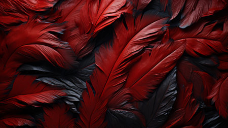 Vibrant red and bold black feathers dance across a canvas, capturing the essence of passion and power in this striking piece of artの素材