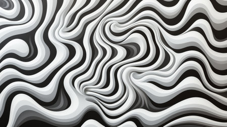 An elegant dance of monochrome swirls, this abstract pattern embodies the perfect balance between art and symmetryの素材