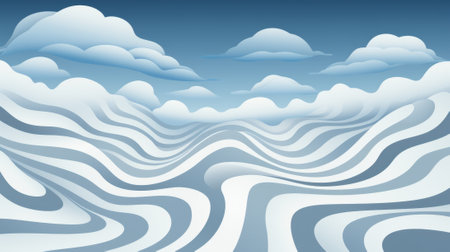An ethereal blend of crisp white and serene blue, with wispy clouds dancing in a mesmerizing design across the skyの素材