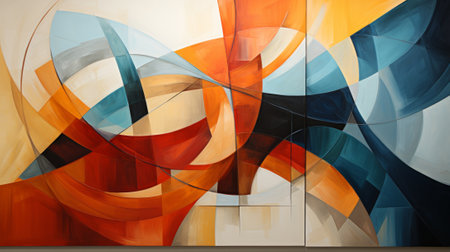 Vibrant brushstrokes of abstract color burst from the canvas in this modern art masterpiece, evoking a sense of creativity and emotion through the visual medium of paintの素材