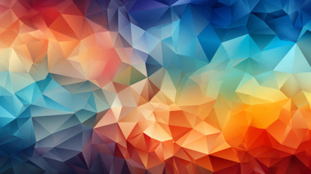 Vibrant hues dance in an abstract display of artistic expression, highlighted by bursts of fiery orange in a mesmerizing triangle patternの素材