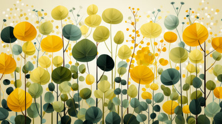A vibrant yellow flower bursts forth from the canvas, its delicate petals brought to life through the strokes of a masterful artist's brushの素材