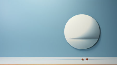 A sleek round mirror captures the modern elegance of the indoor design, reflecting a stunning image of style and sophistication on the wallの素材