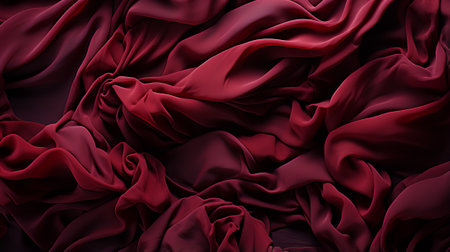 A vibrant maroon fabric cascades gracefully over a smooth surface, exuding a sense of elegance and luxuryの素材