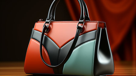 An elegant leather tote bag, perfect for adding a touch of style to any indoor ensemble with its striking black and orange color combinationの素材