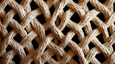 A intricately woven wicker rope captures the eye with its intricate pattern, evoking thoughts of warmth and coziness, reminiscent of a fabric basket ready to hold precious memoriesの素材