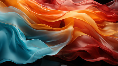 A vibrant abstract masterpiece, swirled with hues of peach, captured in the fluidity of fabric and expressed through the art of motionの素材