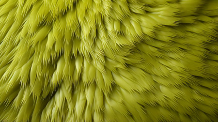 A vibrant yellow feather delicately brushes against the lush green fur, capturing the essence of nature's intricacies in one breathtaking close upの素材