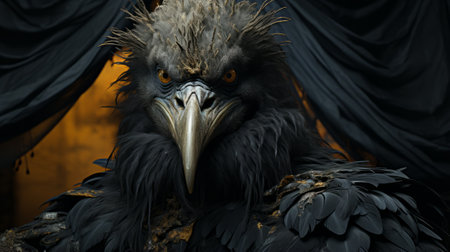An awe-inspiring eagle, with feathers glistening in the sun, gazes intently with its sharp beak, capturing the essence of freedom and grace in this close up portrait of a majestic birdの素材