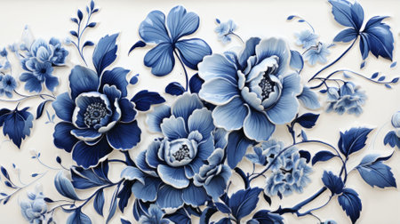A stunning arrangement of delicate blue and white flowers, blooming in perfect harmony, captures the beauty and grace of nature's artistryの素材