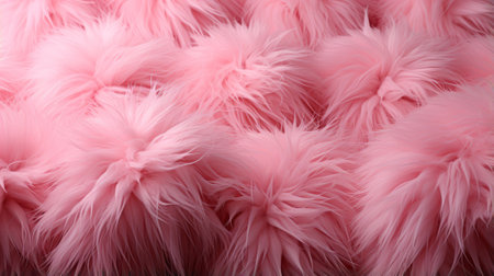 A whimsical cluster of fuzzy, rose-hued creatures prance through a dreamy wonderland, their fluffy fur dancing in the wind and evoking feelings of joy and playfulnessの素材