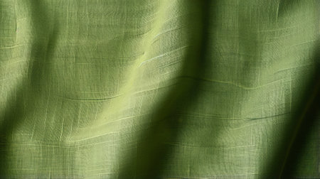 A vibrant green textile glows under the soft light, beckoning to be touched and admiredの素材