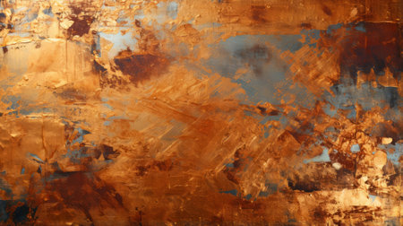An intricate abstract painting of rusted brown metal evokes a sense of decay and transformation in this striking work of artの素材
