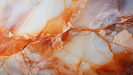 Vibrant swirls of fiery orange dance across the smooth, abstract surface of a captivating marbleの素材