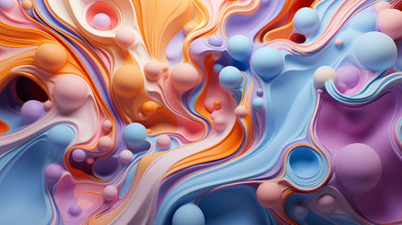 Vibrant spheres dance within a mesmerizing fractal realm, evoking a sense of boundless creativity and abstract beautyの素材