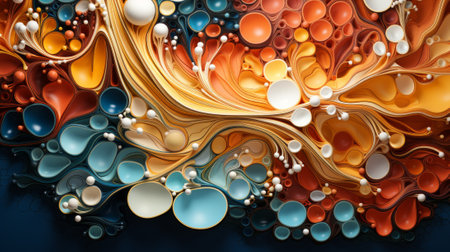 Mesmerizing metallic hues dance across a vibrant canvas, showcasing the intricate beauty of handcrafted paper artの素材