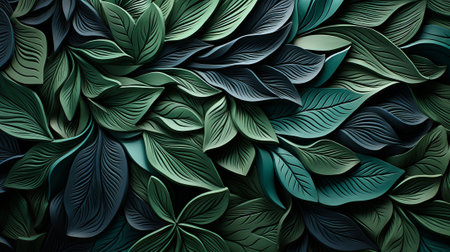 A vibrant tapestry of nature, the wall is adorned with a mesmerizing pattern of blooming flowers and lush leaves, evoking a sense of tranquil beautyの素材