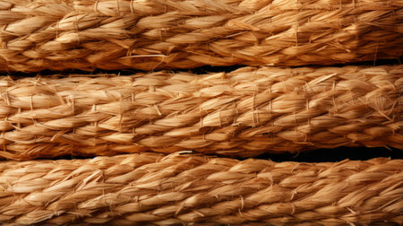 Twisted fibers bind together in a tight embrace, capturing the essence of strength and resilience within a simple ropeの素材