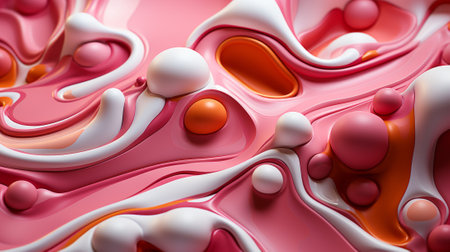 Love in liquid form, the delicate hues of pink and white swirl together in a heart-shaped pool of passionの素材