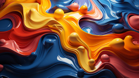 A mesmerizing blend of vibrant hues dance in a hypnotic display, as a painting captures the beauty and complexity of abstract fractal artの素材
