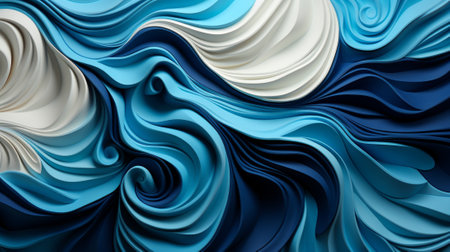 An ethereal masterpiece of swirling blue and white fractals, capturing the essence of abstract art in a hypnotizing display of movement and tranquilityの素材