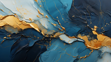 Captivatingly fluid brushstrokes create a serene abstract landscape of water and reflection, inviting the viewer to immerse themselves in the beauty of natureの素材