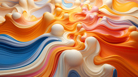 A vibrant and dynamic display of fluid movement captured in a mesmerizing abstract paintingの素材